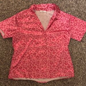 Pink Leopard Print Satin Pj